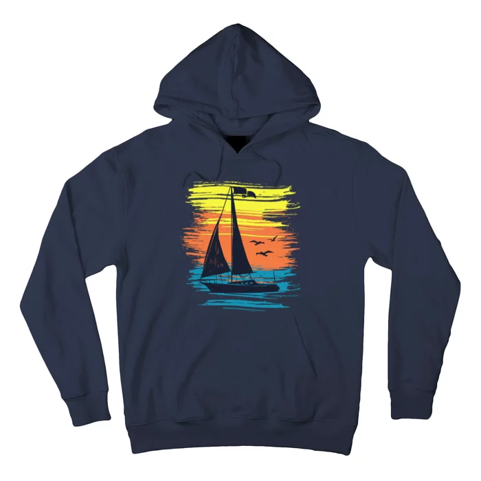 Retro Sail Boat Sailing Graphic Hoodie