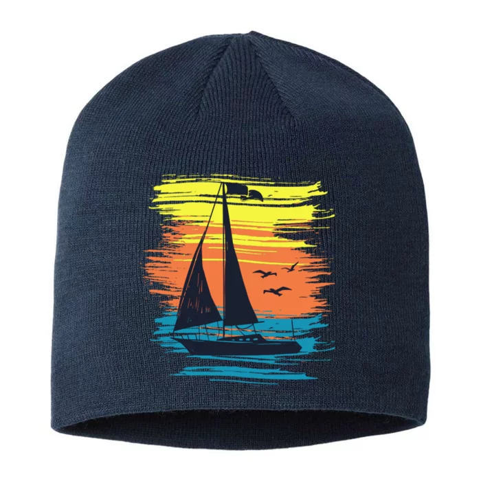 Retro Sail Boat Sailing Graphic 8 1/2in Sustainable Knit Beanie