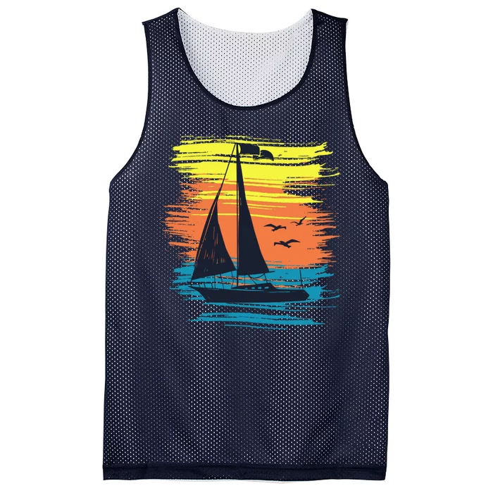 Retro Sail Boat Sailing Graphic Mesh Reversible Basketball Jersey Tank