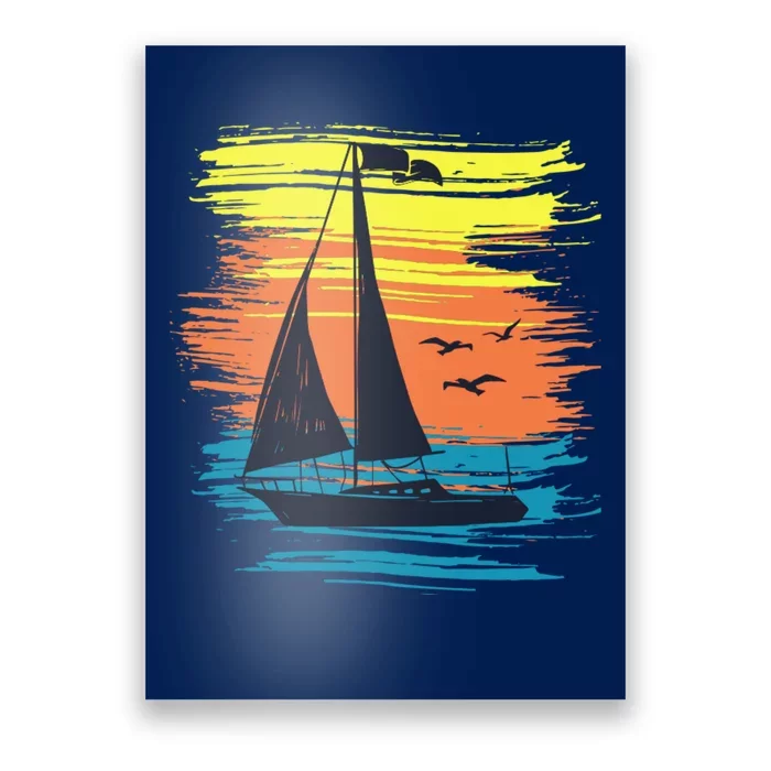 Retro Sail Boat Sailing Graphic Poster