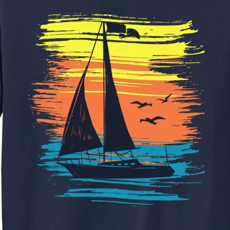 Retro Sail Boat Sailing Graphic Tall Sweatshirt