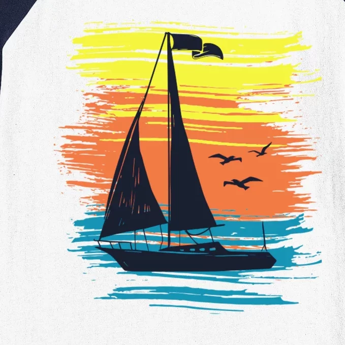 Retro Sail Boat Sailing Graphic Baseball Sleeve Shirt