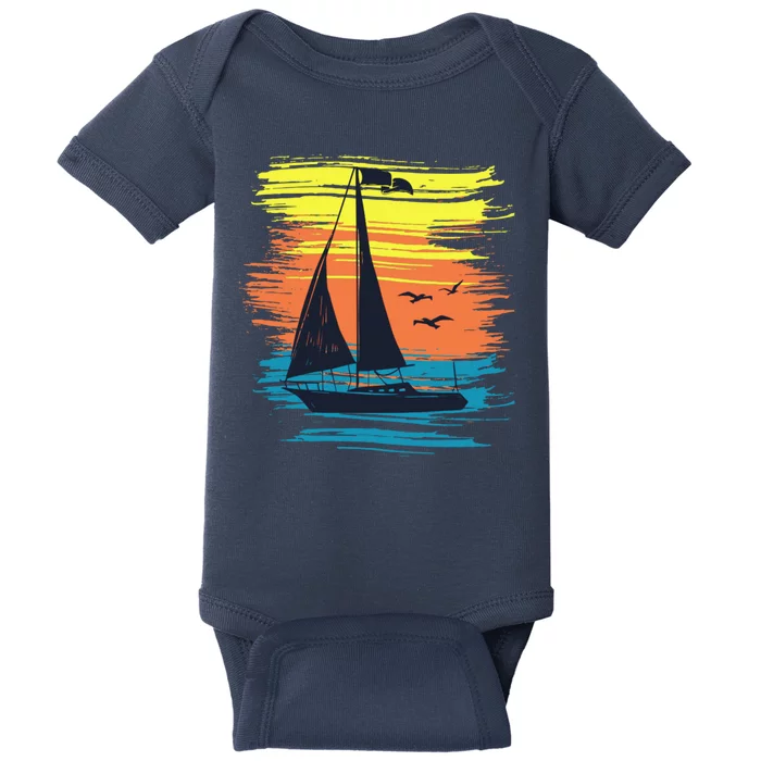 Retro Sail Boat Sailing Graphic Baby Bodysuit