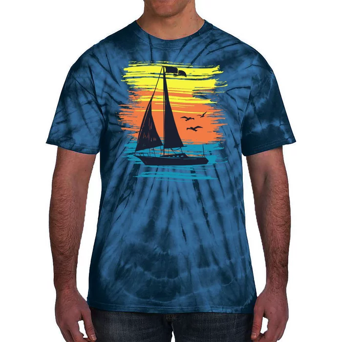 Retro Sail Boat Sailing Graphic Tie-Dye T-Shirt