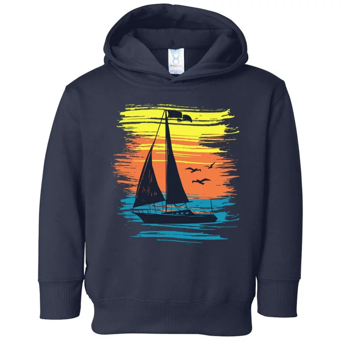 Retro Sail Boat Sailing Graphic Toddler Hoodie