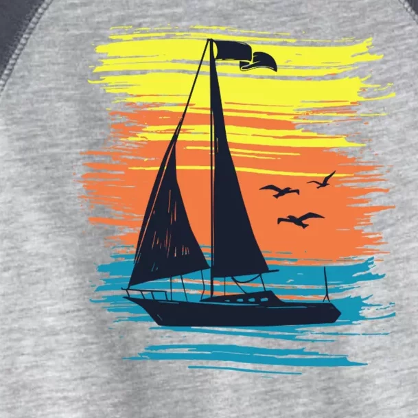 Retro Sail Boat Sailing Graphic Toddler Fine Jersey T-Shirt