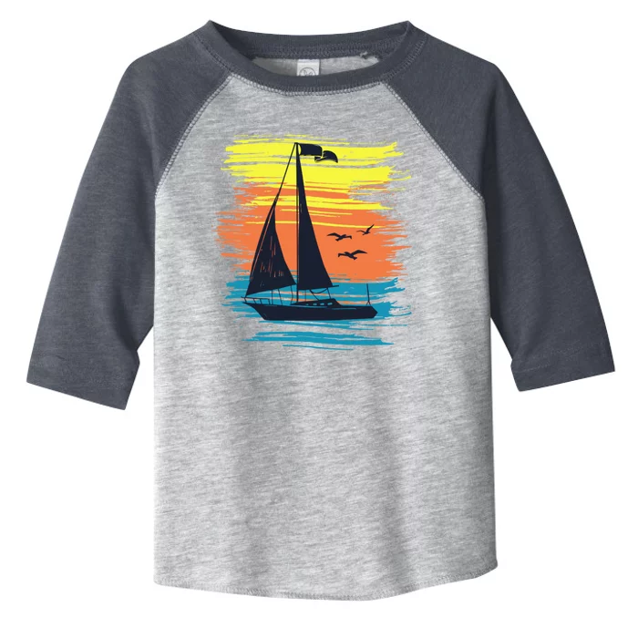 Retro Sail Boat Sailing Graphic Toddler Fine Jersey T-Shirt