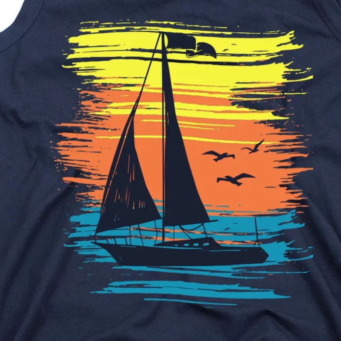 Retro Sail Boat Sailing Graphic Tank Top