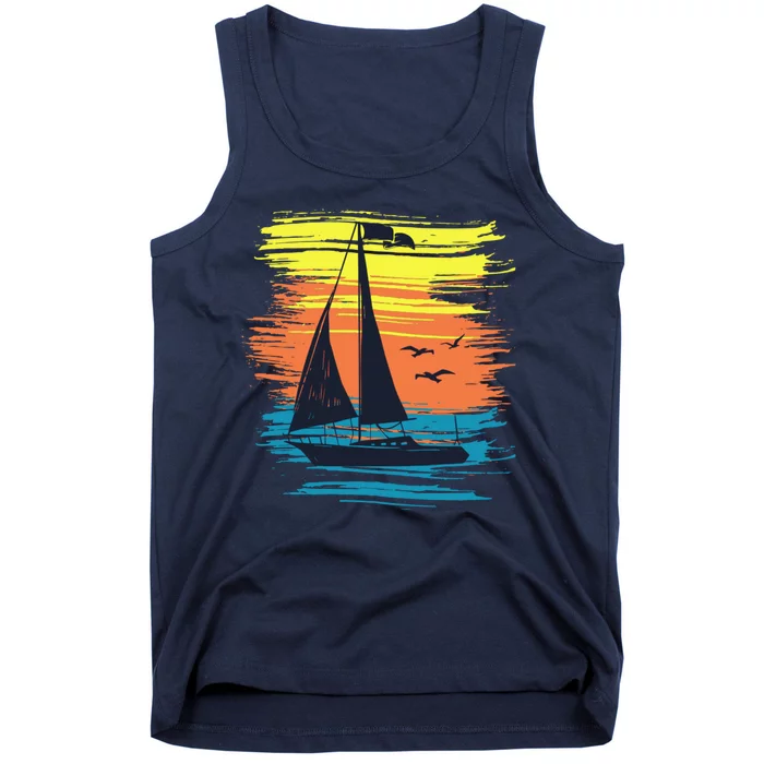 Retro Sail Boat Sailing Graphic Tank Top