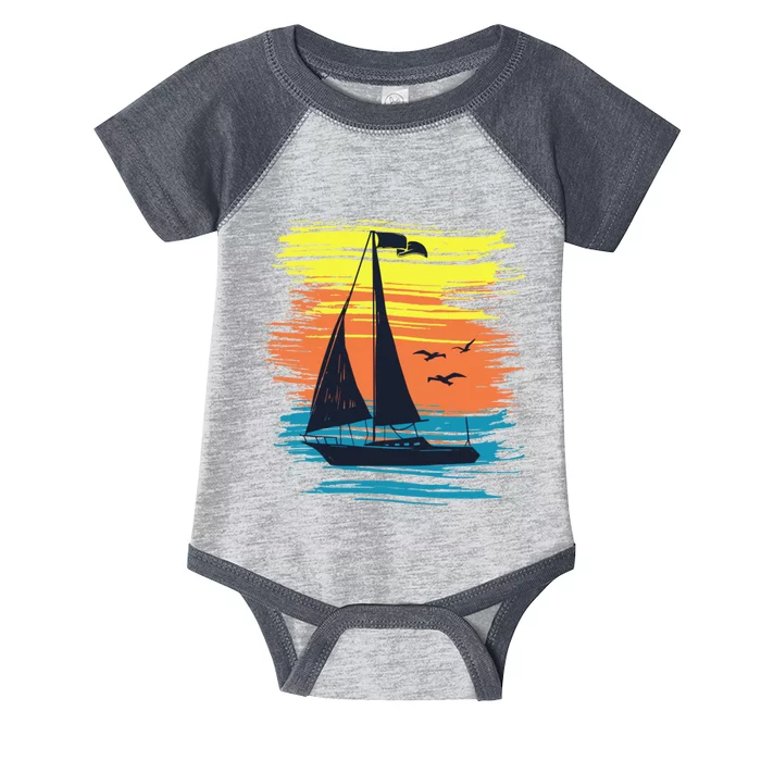 Retro Sail Boat Sailing Graphic Infant Baby Jersey Bodysuit