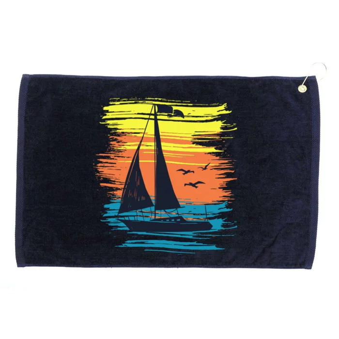 Retro Sail Boat Sailing Graphic Grommeted Golf Towel