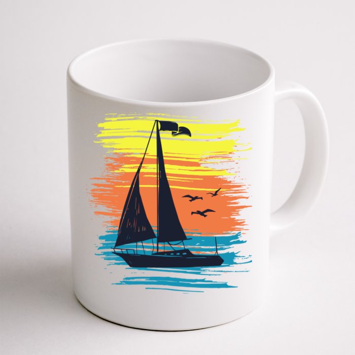 Retro Sail Boat Sailing Graphic Front & Back Coffee Mug