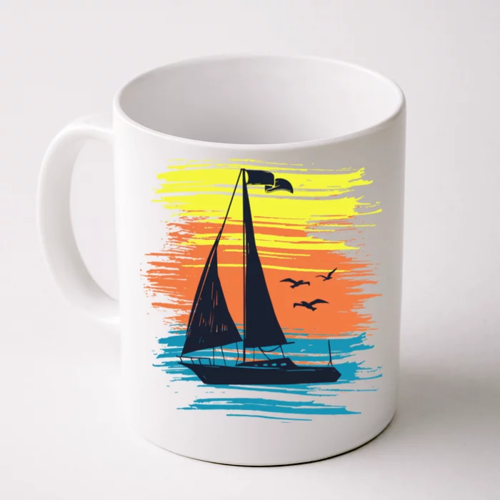 Retro Sail Boat Sailing Graphic Front & Back Coffee Mug