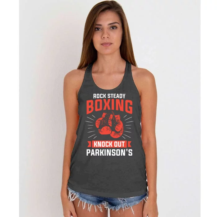 Rock Steady Boxing Knock Out Parkinsons Boxer Women's Knotted Racerback Tank