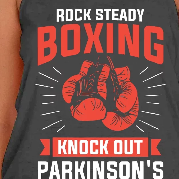 Rock Steady Boxing Knock Out Parkinsons Boxer Women's Knotted Racerback Tank