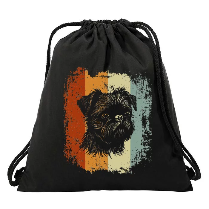 Retro Style Brussels Griffon Dog Drawstring Bag