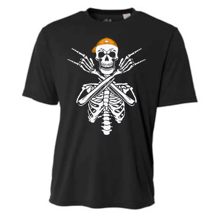 Rocker Skeleton Cap Skater Halloween Hand Rock Cooling Performance Crew T-Shirt