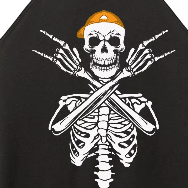 Rocker Skeleton Cap Skater Halloween Hand Rock Women’s Perfect Tri Rocker Tank