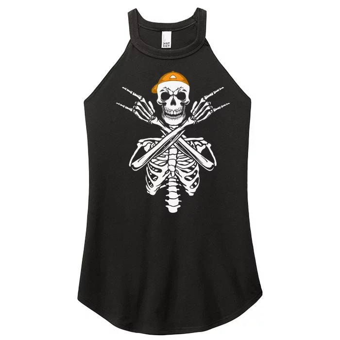 Rocker Skeleton Cap Skater Halloween Hand Rock Women’s Perfect Tri Rocker Tank