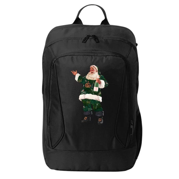 Retro Santa Claus Champagne Christmas Ing Party Xmas Gift City Backpack