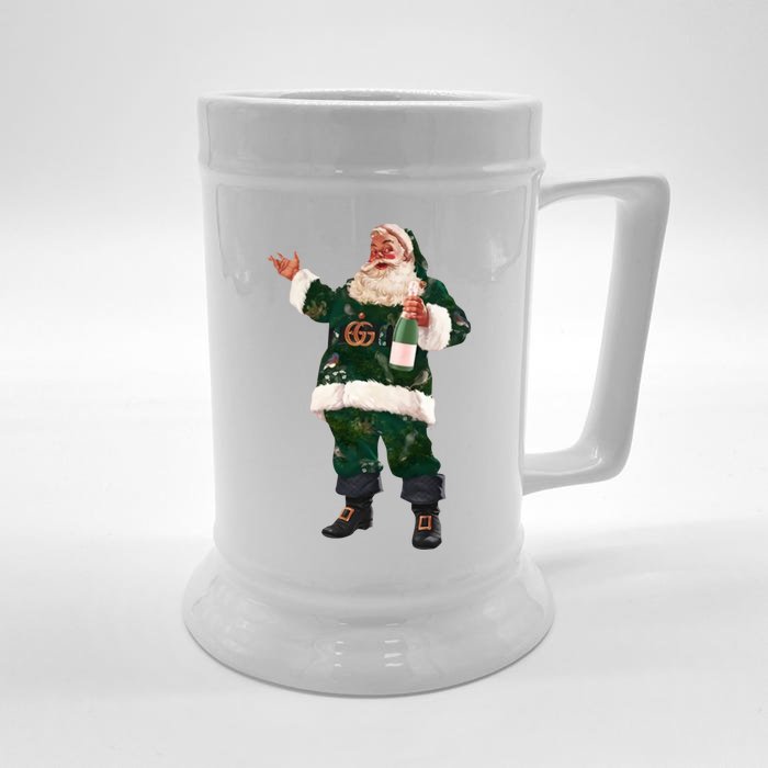 Retro Santa Claus Champagne Christmas Ing Party Xmas Gift Front & Back Beer Stein