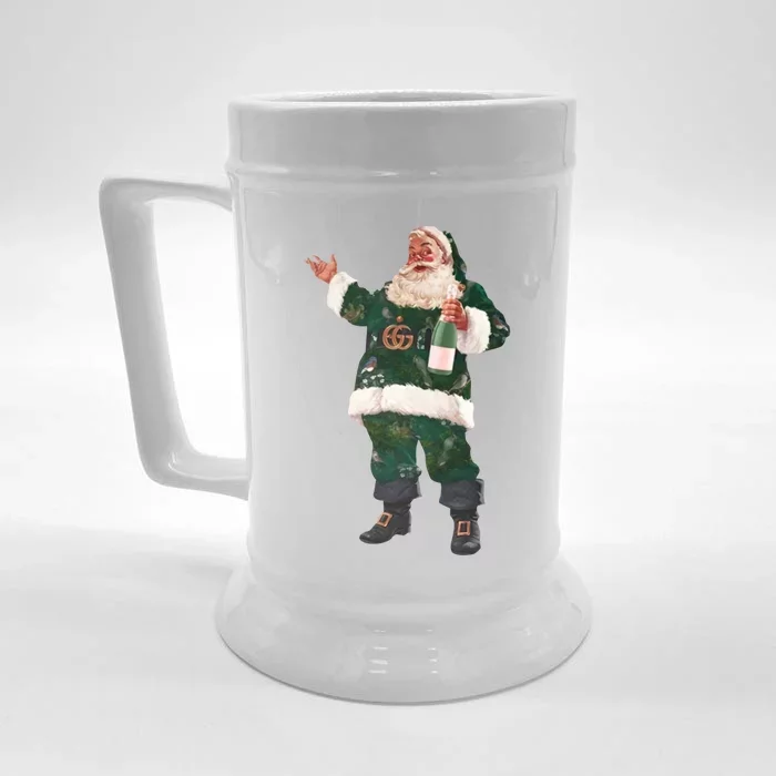 Retro Santa Claus Champagne Christmas Ing Party Xmas Gift Front & Back Beer Stein