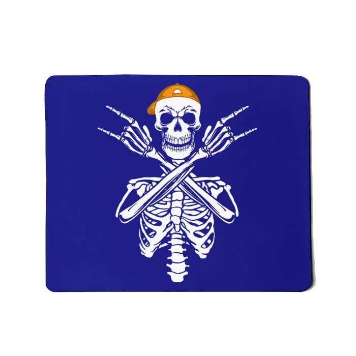 Rocker Skeleton Cap Skater Halloween Hand Rock Mousepad