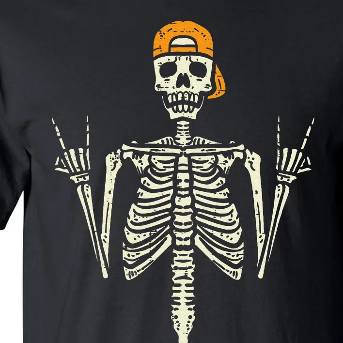 Rocker Skeleton Cap Skater Cool Halloween Punk Rock Tall T-Shirt