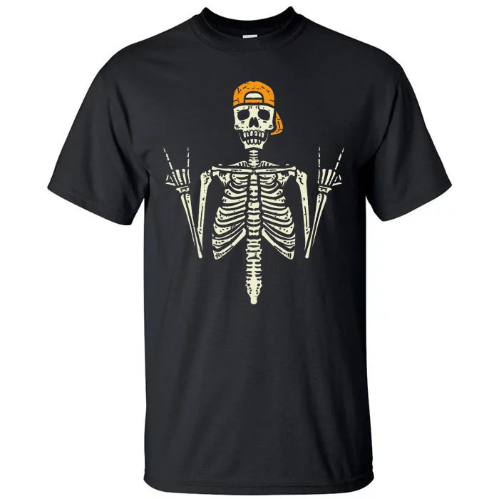 Rocker Skeleton Cap Skater Cool Halloween Punk Rock Tall T-Shirt