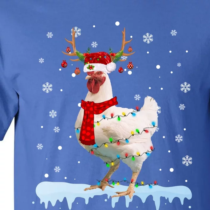 Reindeer Santa Chicken Christmas Lights Meaningful Gift Tall T-Shirt