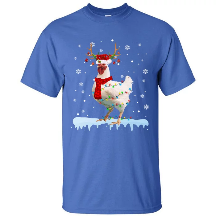 Reindeer Santa Chicken Christmas Lights Meaningful Gift Tall T-Shirt