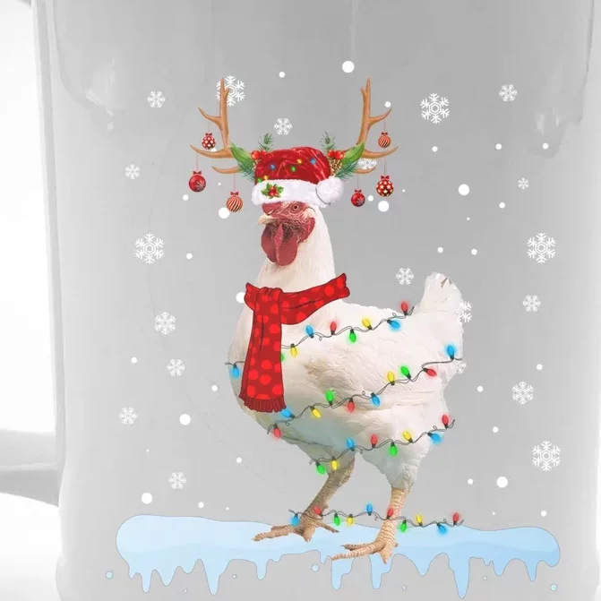 Reindeer Santa Chicken Christmas Lights Meaningful Gift Front & Back Beer Stein