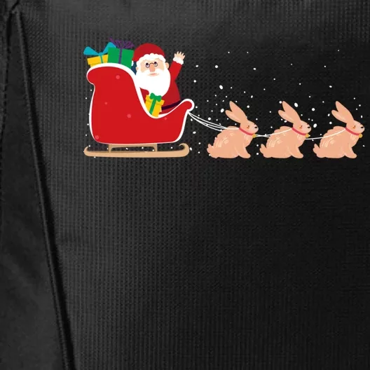 Rabbit Santa Christmas Sleigh Funny Rabbit Xmas Gift City Backpack