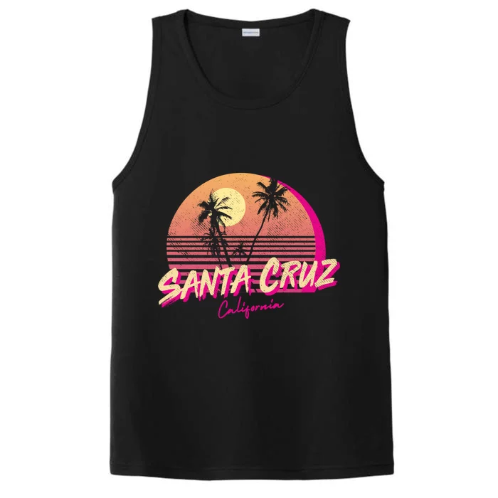 Retro Santa Cruz California Beach Sunset Gift Performance Tank