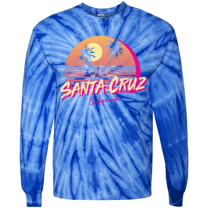 Retro Santa Cruz California Beach Sunset Gift Tie-Dye Long Sleeve Shirt