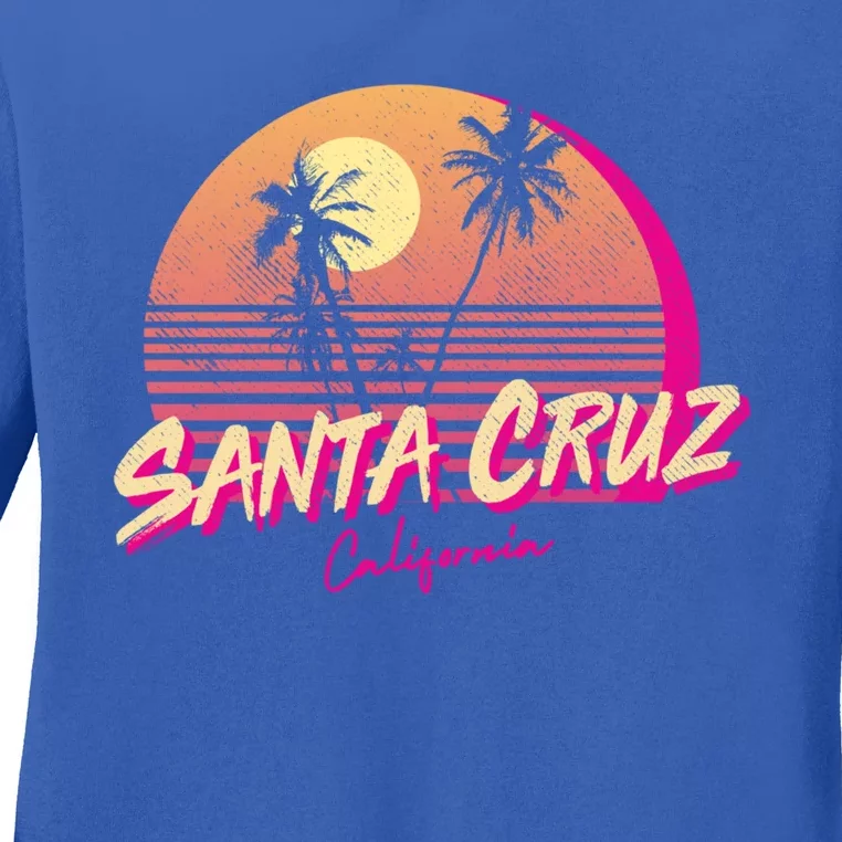 Retro Santa Cruz California Beach Sunset Gift Ladies Long Sleeve Shirt