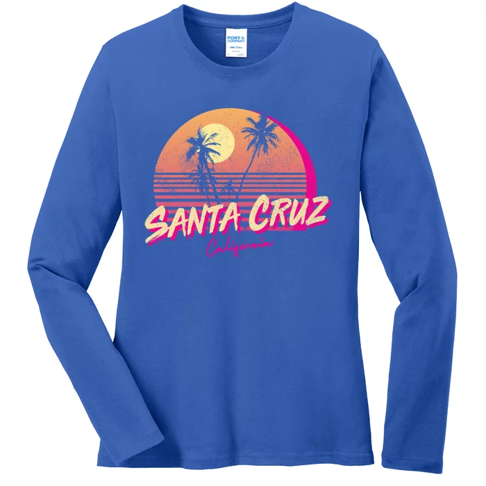 Retro Santa Cruz California Beach Sunset Gift Ladies Long Sleeve Shirt