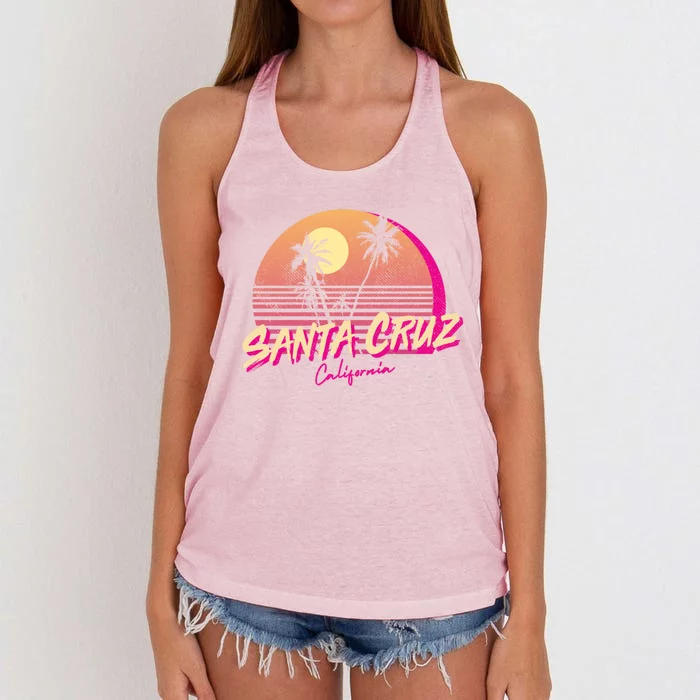 Retro Santa Cruz California Beach Sunset Gift Women's Knotted Racerback Tank