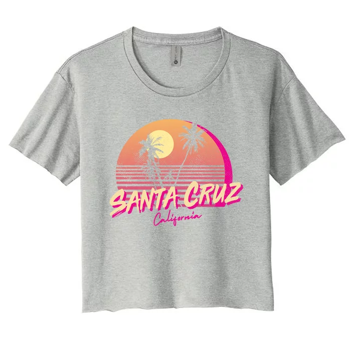 Retro Santa Cruz California Beach Sunset Gift Women's Crop Top Tee