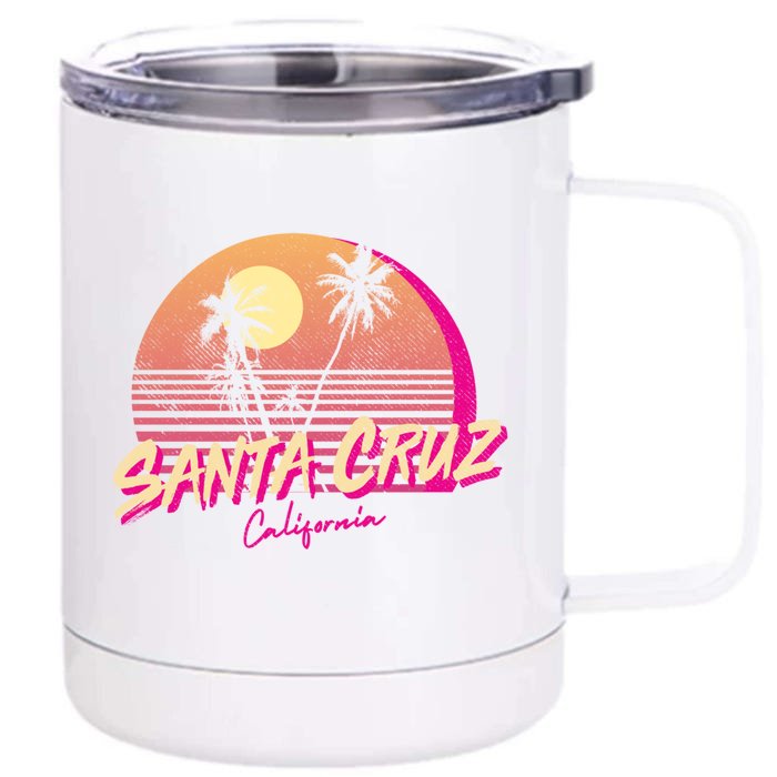 Retro Santa Cruz California Beach Sunset Gift Front & Back 12oz Stainless Steel Tumbler Cup