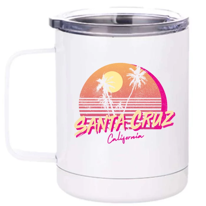 Retro Santa Cruz California Beach Sunset Gift Front & Back 12oz Stainless Steel Tumbler Cup