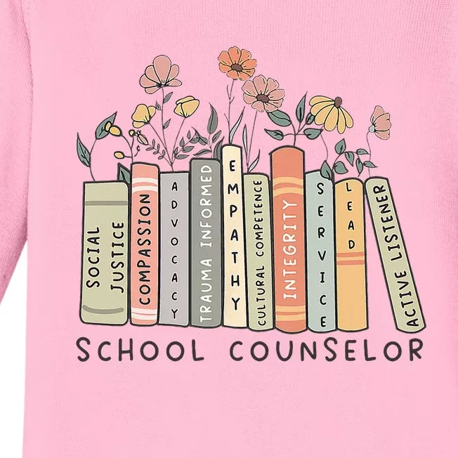 Retro School Counselor Therapist Mental Health Advocate Baby Long Sleeve Bodysuit