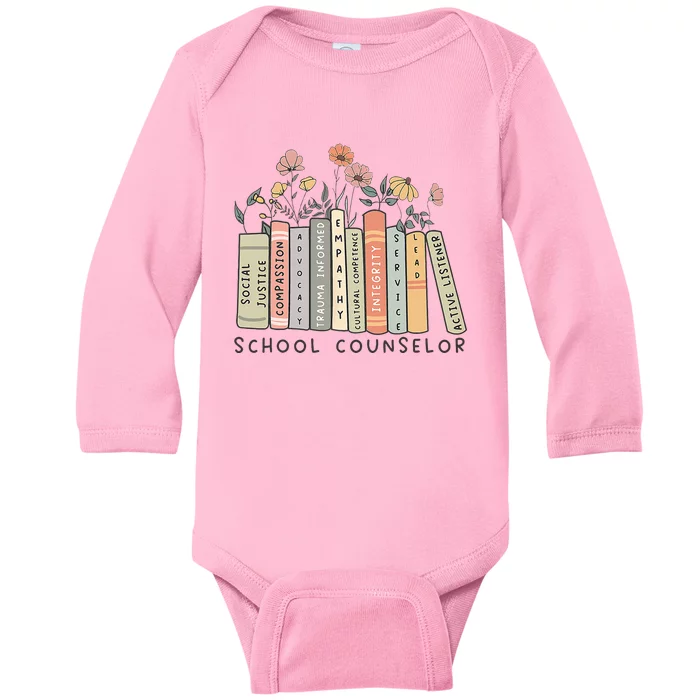 Retro School Counselor Therapist Mental Health Advocate Baby Long Sleeve Bodysuit