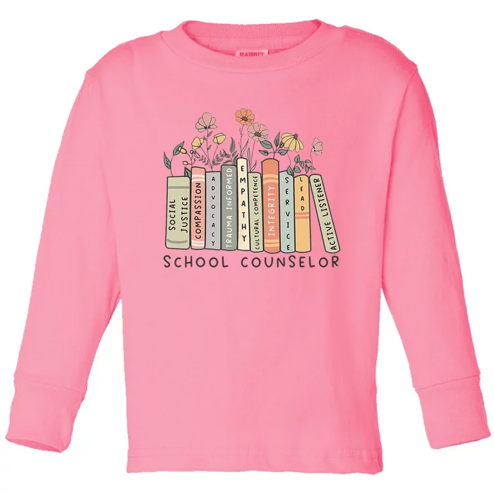 Retro School Counselor Therapist Mental Health Advocate Toddler Long Sleeve Shirt