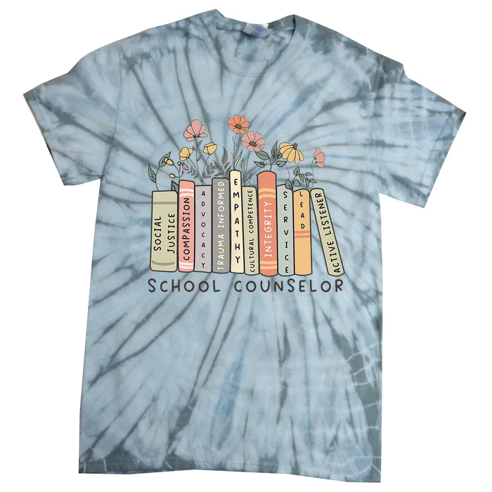 Retro School Counselor Therapist Mental Health Advocate Tie-Dye T-Shirt