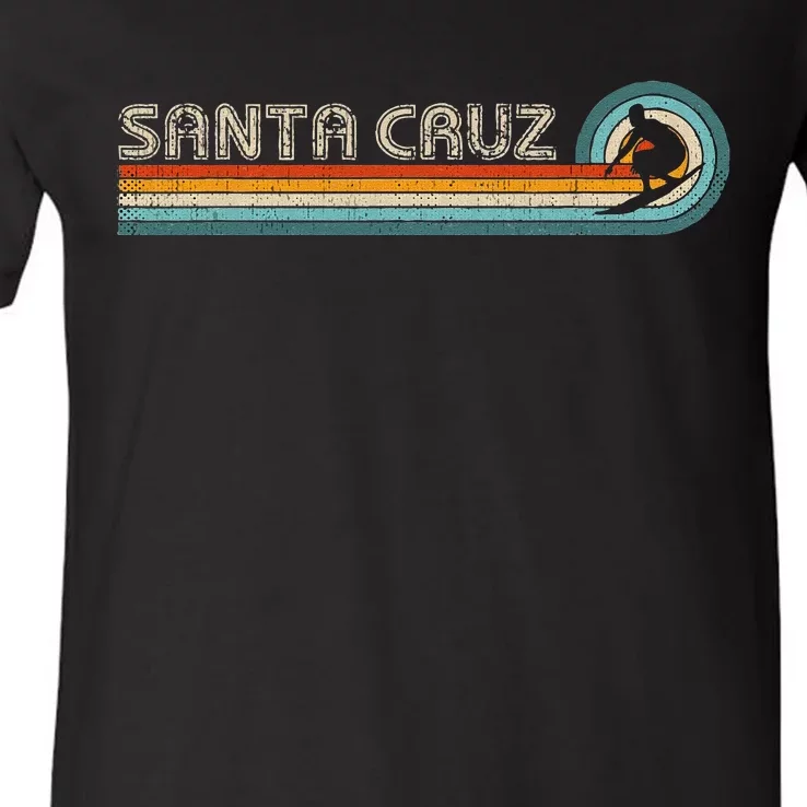 Retro Santa Cruz California Surfing Santa Cruz V-Neck T-Shirt