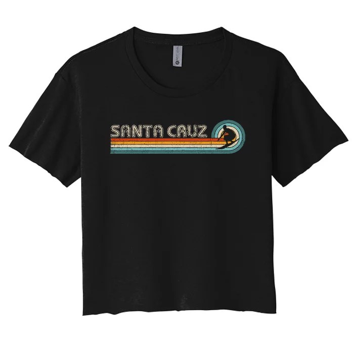 Retro Santa Cruz California Surfing Santa Cruz Women's Crop Top Tee