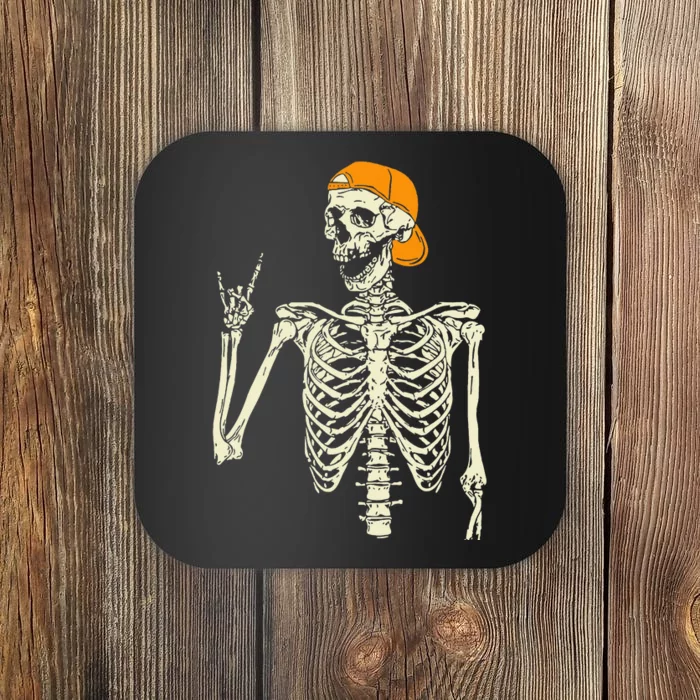 Rocker Skeleton Cap Skater Cool Halloween Punk Rock Coaster