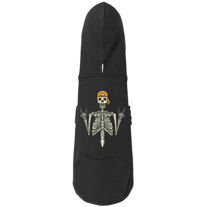 Rocker Skeleton Cap Skater Cool Halloween Punk Rock Doggie 3-End Fleece Hoodie