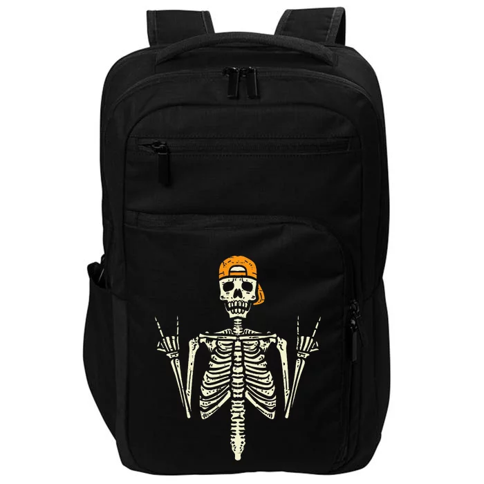 Rocker Skeleton Cap Skater Cool Halloween Punk Rock Impact Tech Backpack